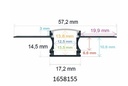 Perfil LED flexible para empotrar en una obra de 57,2 mm x 14,5 mm
