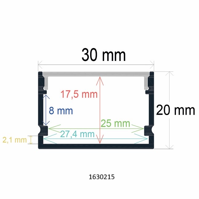 Perfil LED flexible de superficie de 30 mm x 20 mm