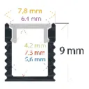 Perfil LED extrafino de superficie de 7,8 mm x 9 mm