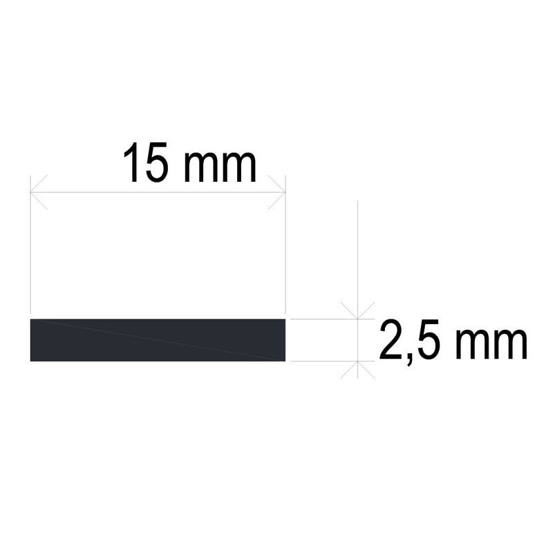 Perfil LED de superficie de 15 mm x 2,5 mm