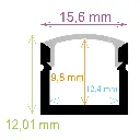 Profilé LED en surface (15,6 mm x 12,01 mm)