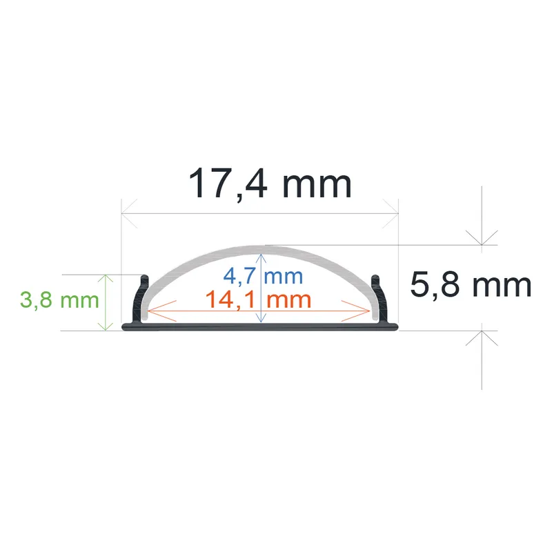 Profilo LED flessibile da superficie (17,4 mm x 5,8 mm)