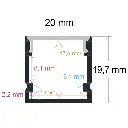 Perfil LED de superficie de 20 mm x 19,7 mm