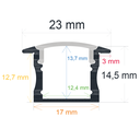 Profilé LED encastré, 23 mm x 14,5 mm