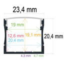 Surface-mounted LED profile (23.4 mm x 20.4 mm)