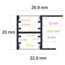 Perfil LED de armario 26,9 x 20 mm