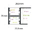 Profilé LED pour meubles avec éclairage bidirectionnel (26,9 mm x 20 mm)