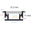 Profilo LED da incasso per pavimenti esterni (27,2 mm x 11 mm)