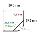 Profilo LED a sospensione con diffusore ad angolo retto, 29,8 mm x 29,8 mm