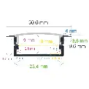 Profilé LED encastré, 30,6 mm x 9,6 mm