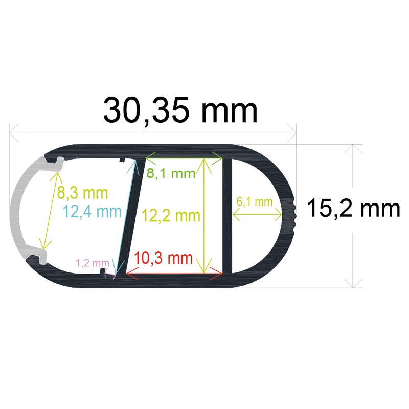 Profilo LED per l’interno degli armadi (15,2 mm x 30,35 mm)
