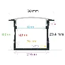 Perfil LED para empotrar de 30 mm x 20,4 mm