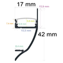 Perfil LED de pared de 42 x 17 mm