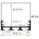 Profilé LED en saillie avec option suspendue, 44,8 mm x 42 mm