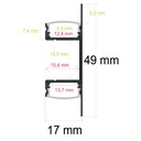 Profilé LED mural de 49 mm x 17 mm avec éclairage bidirectionnel