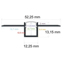 Perfil LED para empotrar en una obra de 52,25 mm x 13,15 mm
