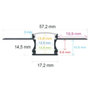 LED-Profil zur Einbauinstallation, 57,2 mm x 14,5 mm