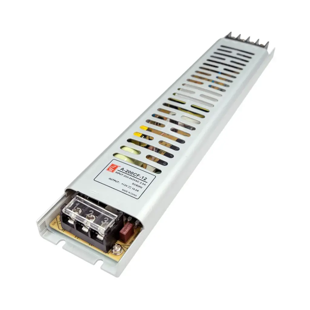 Fuente de alimentación para tiras LED alargada 200W DC12V IP20