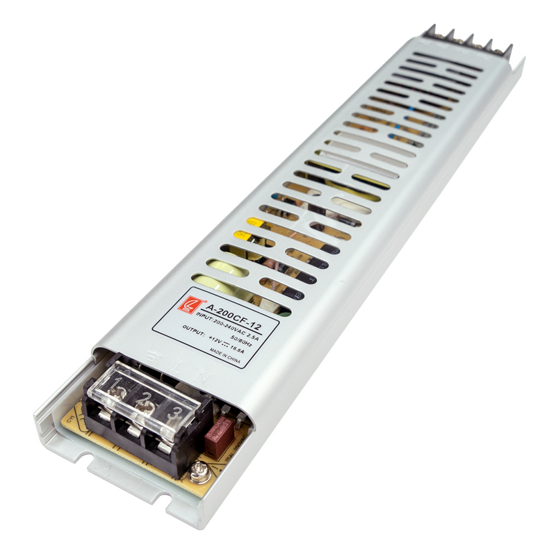Fuente de alimentación para tiras LED alargada 200W DC12V IP20