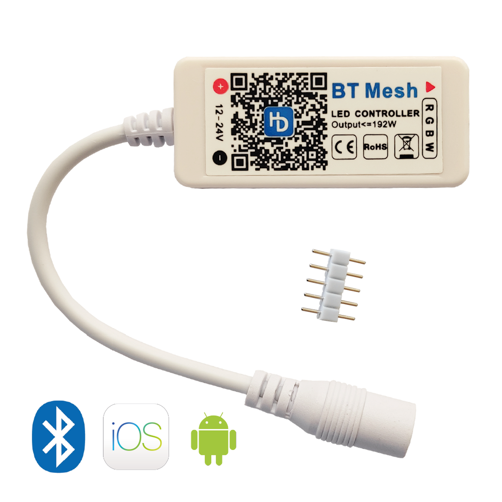 Controlador mini Bluetooth para RGB/RGBW, DC12V: 144W-192W; DC24V: 288W-384W