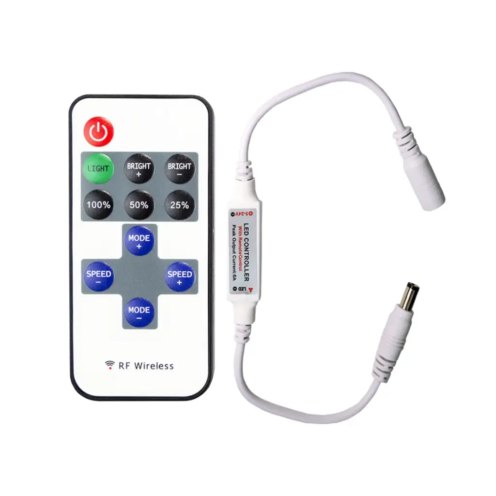 Regulador mini para tiras LED monocolor, DC5V: 30W / DC12V: 72W / DC24V: 144W