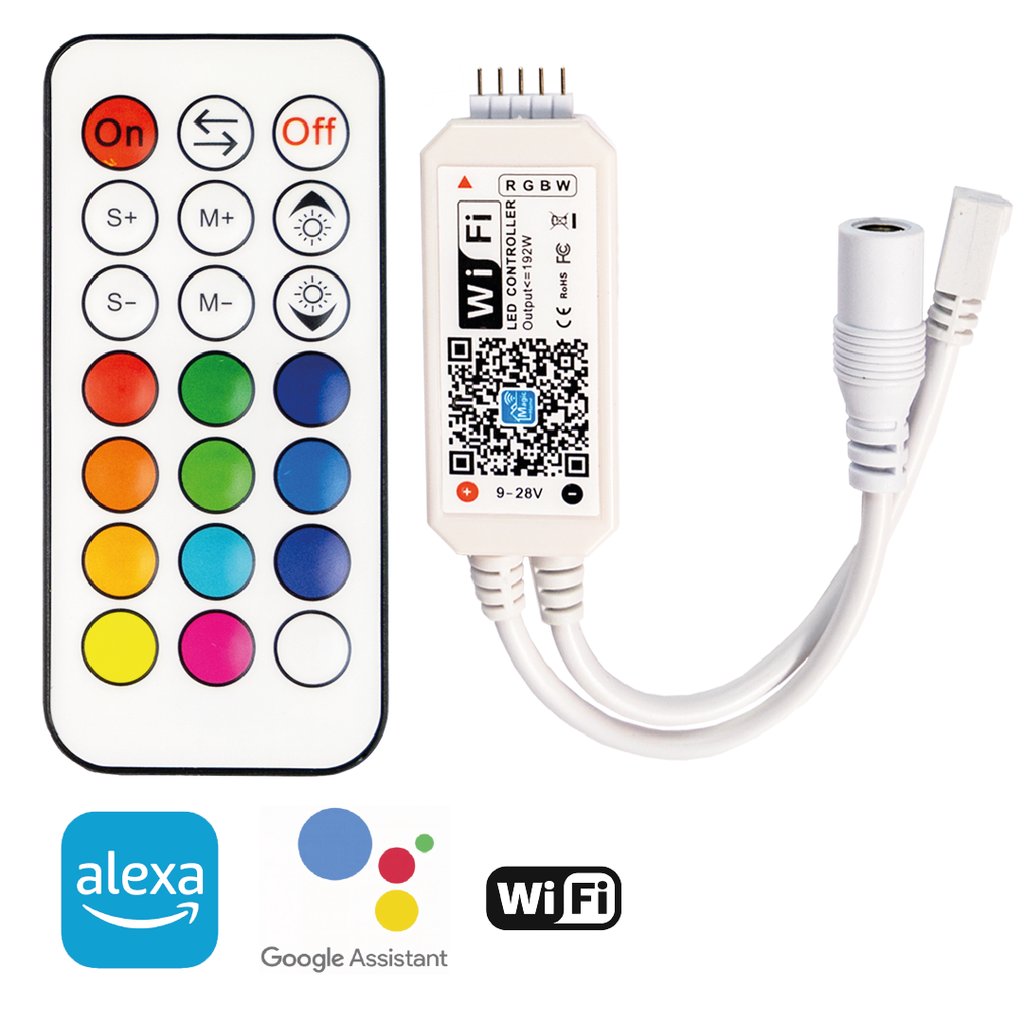 Controlador RGBW con mando y Wi-Fi, DC12V: 192W / DC24V: 384W