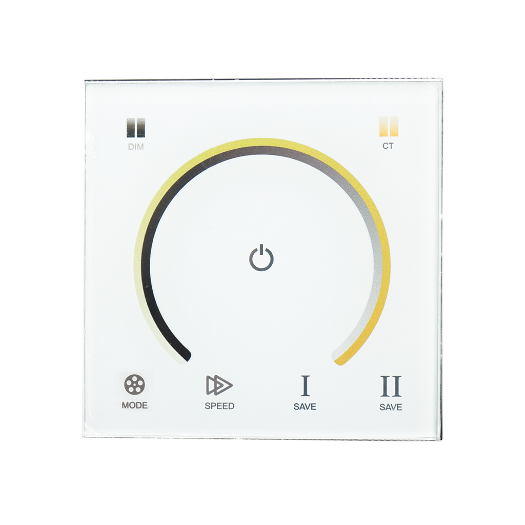 Controlador táctil empotrable bicolor (blanco frío a cálido) para tiras LED, DC12V: 144W / DC24V: 288W