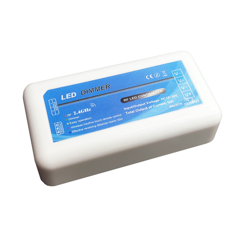 Controlador 2.4GHz. para tiras LED monocolor (4 zonas máx.) DC12V: 144W / 24V: 288W