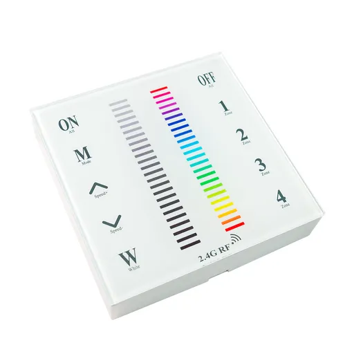 Mando regulador RGB táctil y empotrable para controlador de 2.4GHz. DC12V: 144W / DC24V: 288W