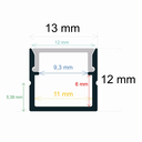 Perfil LED de superficie 13 x 12 mm