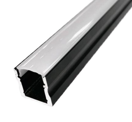 Perfil LED de superficie de 17 mm x 14,5 mm lacado en negro