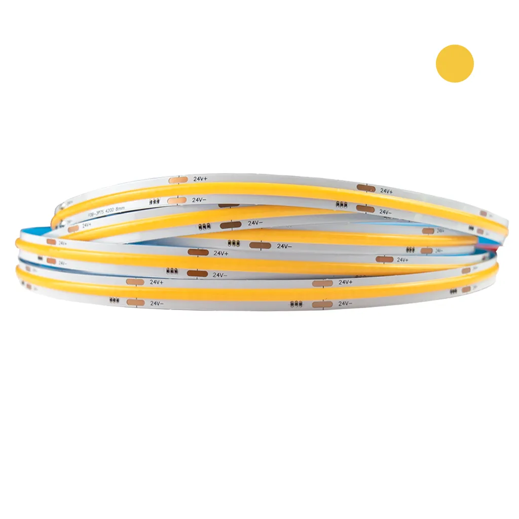 Tira LED COB 11W 420LEDs/m IP20 Luz Cálida 3000ºK DC24V 8mm 5m (copia)