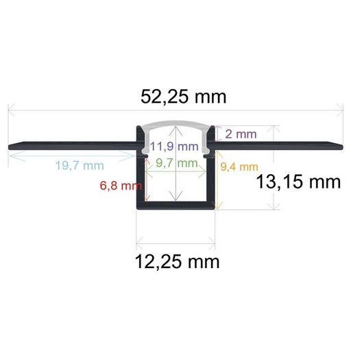[1652135] Perfil LED flexible para empotrar en una obra de 52,25 mm x 13,15 mm
