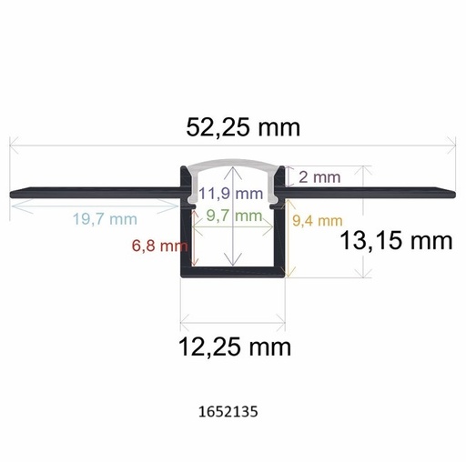 [1652135] Perfil LED para empotrar en una obra de 52,25 mm x 13,15 mm (copia)