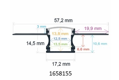 [1658155] Perfil LED flexible para empotrar en una obra de 57,2 mm x 14,5 mm con difusor de silicona