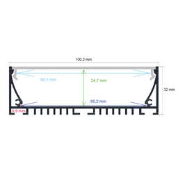 [1610032] Perfil LED de superficie con opción colgante de 100,2 mm x 32 mm