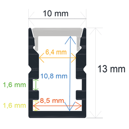 Difusor transparente 60º para perfiles ancho de 12,5 mm, Iludec