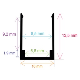 [161014] Perfil LED de 10 mm x 13,5 mm para tiras LED de neón de 8 mm