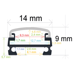 [161409] Perfil LED de superficie de 14 mm x 9 mm