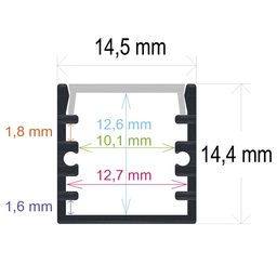 [161414] Perfil LED de superficie de 14,5 mm x 14,4 mm