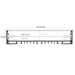 [1615032] Perfil LED de superficie con opción colgante de 151,76 mm x 32 mm