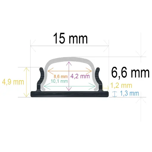 [161507] Perfil LED de superficie de 15 mm x 6,6 mm