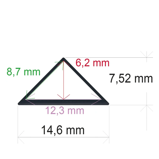 [161508] Profilo LED triangolare (14,57 mm x 7,4 mm)