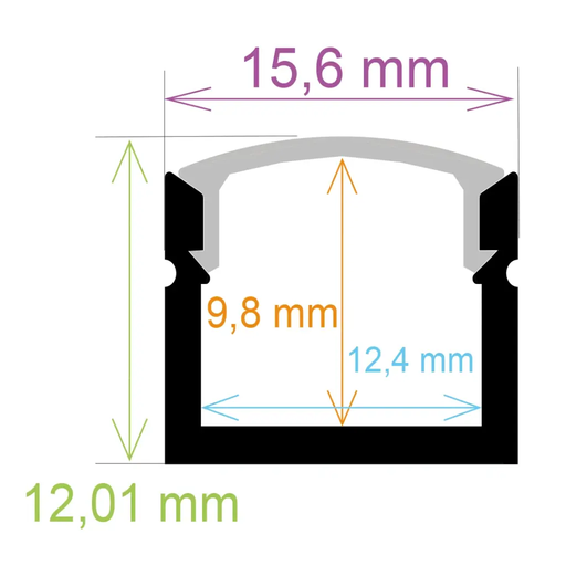 [161512] Profilé LED en surface (15,6 mm x 12,01 mm)