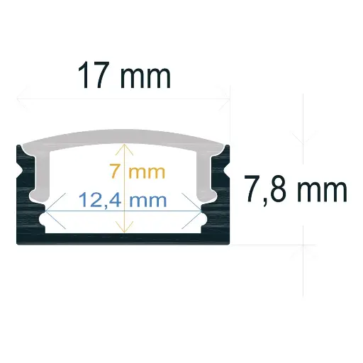 [161708] Profilo LED da superficie (17 mm x 7,8 mm)