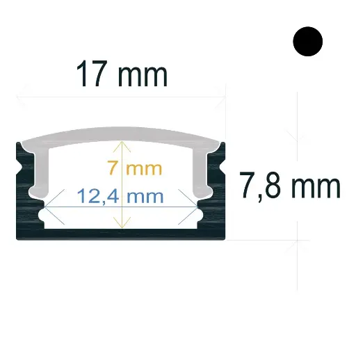 [1617082] Profilé LED en surface de 17 mm x 7,8 mm, laqué noir