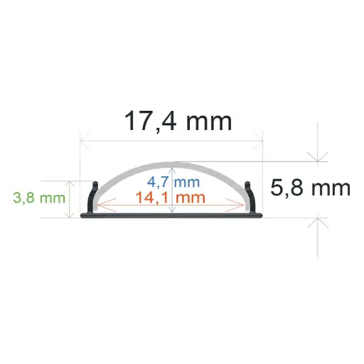 [161806] Profilé LED flexible en surface (17,4 mm x 5,8 mm)