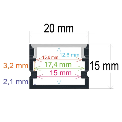 [162015] Profilé LED en surface (20 mm x 15 mm)