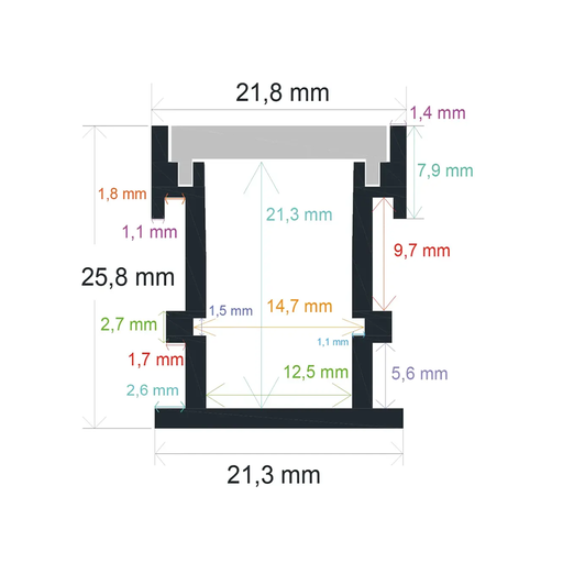 [162226] Profilé LED encastrable pour sol extérieur (21,8 mm x 25,8 mm)