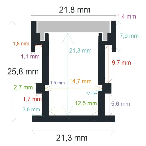 [162226] Profilo LED da incasso per pavimento esterno (21,8 mm x 25,8 mm)